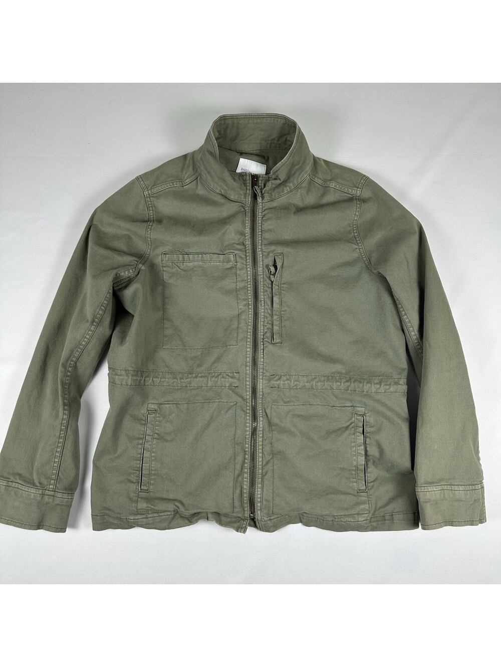 Daily Ritual Womens Size 10 Olive Green Cotton Utility Jacket Full Zip